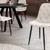 Stilvolles 2er-Set Stühle GLAMM champagner beige Chenille Cremona schwarze Metallbeine