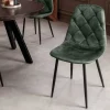 Stilvolles 2er-Set Stühle GLAMM grün Samt schwarze Metallbeine
