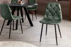 Stilvolles 2er-Set Stühle GLAMM grün Samt schwarze Metallbeine