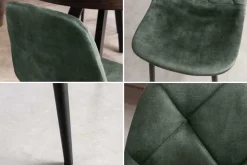 Stilvolles 2er-Set Stühle GLAMM grün Samt schwarze Metallbeine