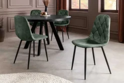 Stilvolles 2er-Set Stühle GLAMM grün Samt schwarze Metallbeine