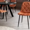 Stilvolles 2er-Set Stühle GLAMM rost braun Chenille Cremona schwarze Metallbeine