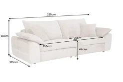 Stilvolles Sofa SOHO 225cm beige Chenille 3-Sitzer Couch mit Wellenunterfederung