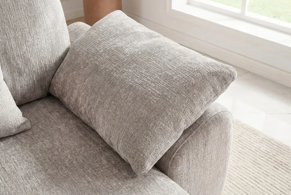 Stilvolles Sofa SOHO 225cm beige Chenille 3-Sitzer Couch mit Wellenunterfederung