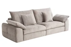 Stilvolles Sofa SOHO 225cm beige Chenille 3-Sitzer Couch mit Wellenunterfederung