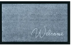 Strapazierfähige Fußmatte CLEAN WELCOME 75x45cm blau grau Fußabtreter Modern Design
