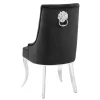 Stuhl MODERN BAROCK DELUXE schwarz Samt silber Edelstahlbeine mit Löwenkopf