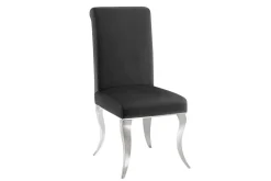 Stuhl MODERN BAROCK DELUXE schwarz Samt mit silbernen Edelstahlbeinen