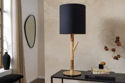 Tischlampe JEWELRY 75cm schwarz gold natur Eisenholz Massivholz