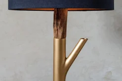 Tischlampe JEWELRY 75cm schwarz gold natur Eisenholz Massivholz
