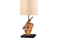 Treibholz Tischlampe HYPNOTIC 60cm natur Leinen-Schirm