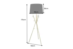 Vielseitige Stehlampe WARDROBE 175cm gold schwarz Garderobe mit Stoffschirm Metall