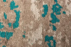 Vintage Baumwoll-Teppich MODERN ART XXL 350x240cm greige türkis verwaschen Used Look