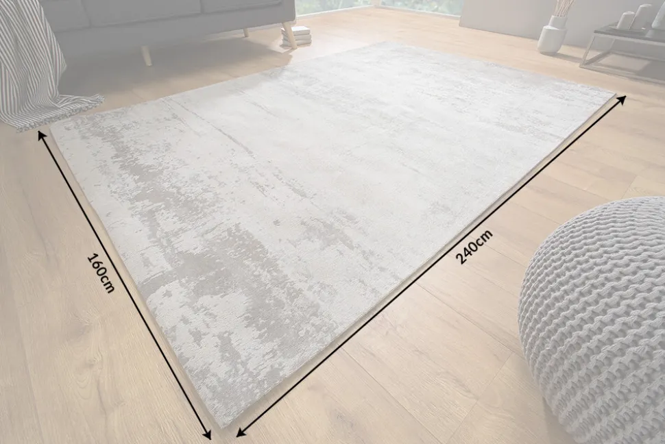 Vintage Baumwoll-Teppich MODERN ART 240x160cm beige grau verwaschen Used Look