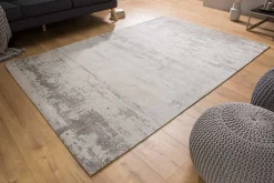 Vintage Baumwoll-Teppich MODERN ART 240x160cm beige grau verwaschen Used Look