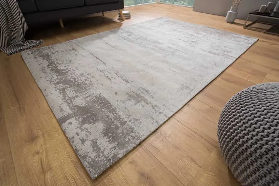 Vintage Baumwoll-Teppich MODERN ART 240x160cm beige grau verwaschen Used Look
