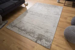 Vintage Baumwoll-Teppich MODERN ART 240x160cm beige grau verwaschen Used Look