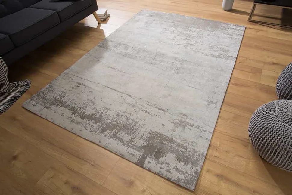 Vintage Baumwoll-Teppich MODERN ART 240x160cm beige grau verwaschen Used Look