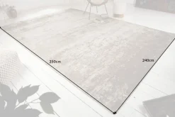 Vintage Baumwoll-Teppich MODERN ART XXL 350x240cm beige-grau verwaschen Used Look