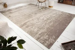 Vintage Baumwoll-Teppich MODERN ART XXL 350x240cm beige-grau verwaschen Used Look
