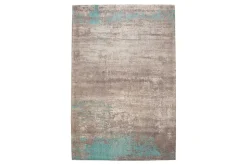 Vintage Baumwoll-Teppich MODERN ART 240x160cm greige türkis verwaschen Used Look