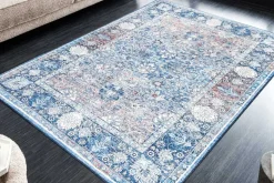 Vintage Teppich HERITAGE 230x160cm blau beige rot Flachgewebe Muster