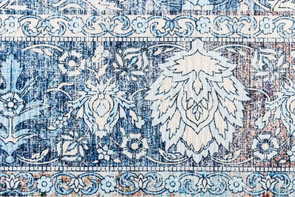Vintage Teppich HERITAGE 230x160cm blau beige rot Flachgewebe Muster