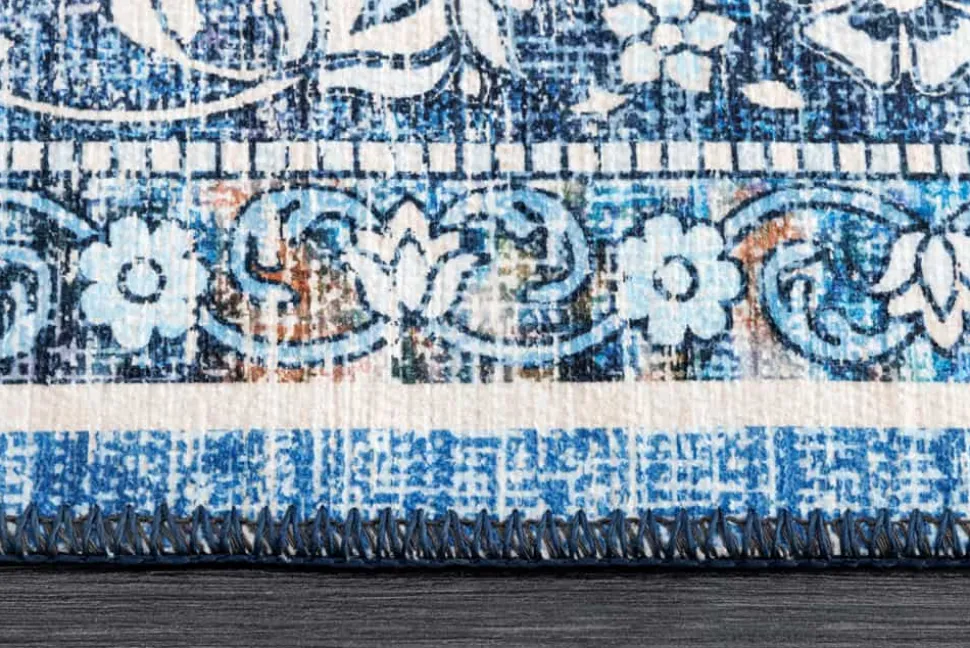 Vintage Teppich HERITAGE 230x160cm blau beige rot Flachgewebe Muster