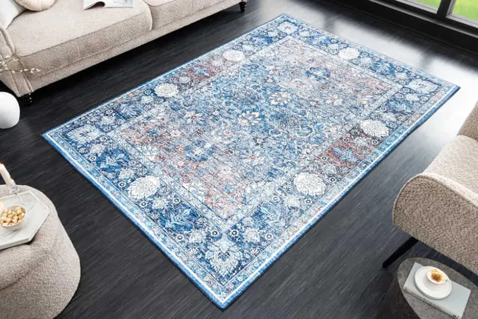 Vintage Teppich HERITAGE 230x160cm blau beige rot Flachgewebe Muster