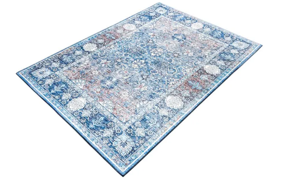 Vintage Teppich HERITAGE 230x160cm blau beige rot Flachgewebe Muster