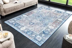 Vintage Teppich HERITAGE 230x160cm blau beige rot Flachgewebe Muster