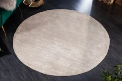 Vintage Teppich MODERN ART 150cm beige verwaschen rund Used Look