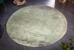 Vintage Teppich MODERN ART 150cm grün verwaschen rund Used Look