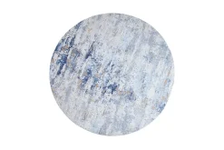 Vintage Teppich MODERN ART 150cm blau verwaschen rund Used Look