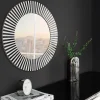 Wandspiegel HARMONY NATURE 60cm rund weiß schwarz Kunsthandwerk mit Mosaik