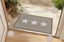 Waschbare Fußmatte STARS 70x50cm beige creme Fußabtreter mit Stern-Motiv