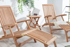 Wetterfester Beistelltisch EMPIRE TEAK 50cm Massivholz rund klappbar Outdoor Gartentisch