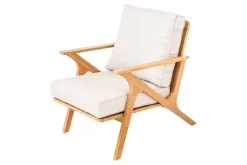 Wetterfester Gartenstuhl COMFORT LINE natur beige Akazienholz Loungesessel