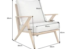 Wetterfester Gartenstuhl COMFORT LINE natur beige Akazienholz Loungesessel