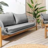 Wetterfestes Gartenlounge Set ROPE grau natur Akazienholz Aluminium inkl. Tisch Sitzpolster