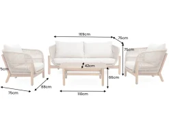 Wetterfestes Gartenlounge Set ROPE natur beige Akazienholz Aluminium inkl. Tisch Sitzpolster