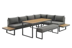 Wetterfestes Gartenmöbel Set IBIZA GRAND 280cm anthrazit Aluminium inkl. Sitzpolster