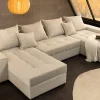 XXL Wohnlandschaft LODGE 315cm champagner beige Cord Sofa mit Schlaffunktion